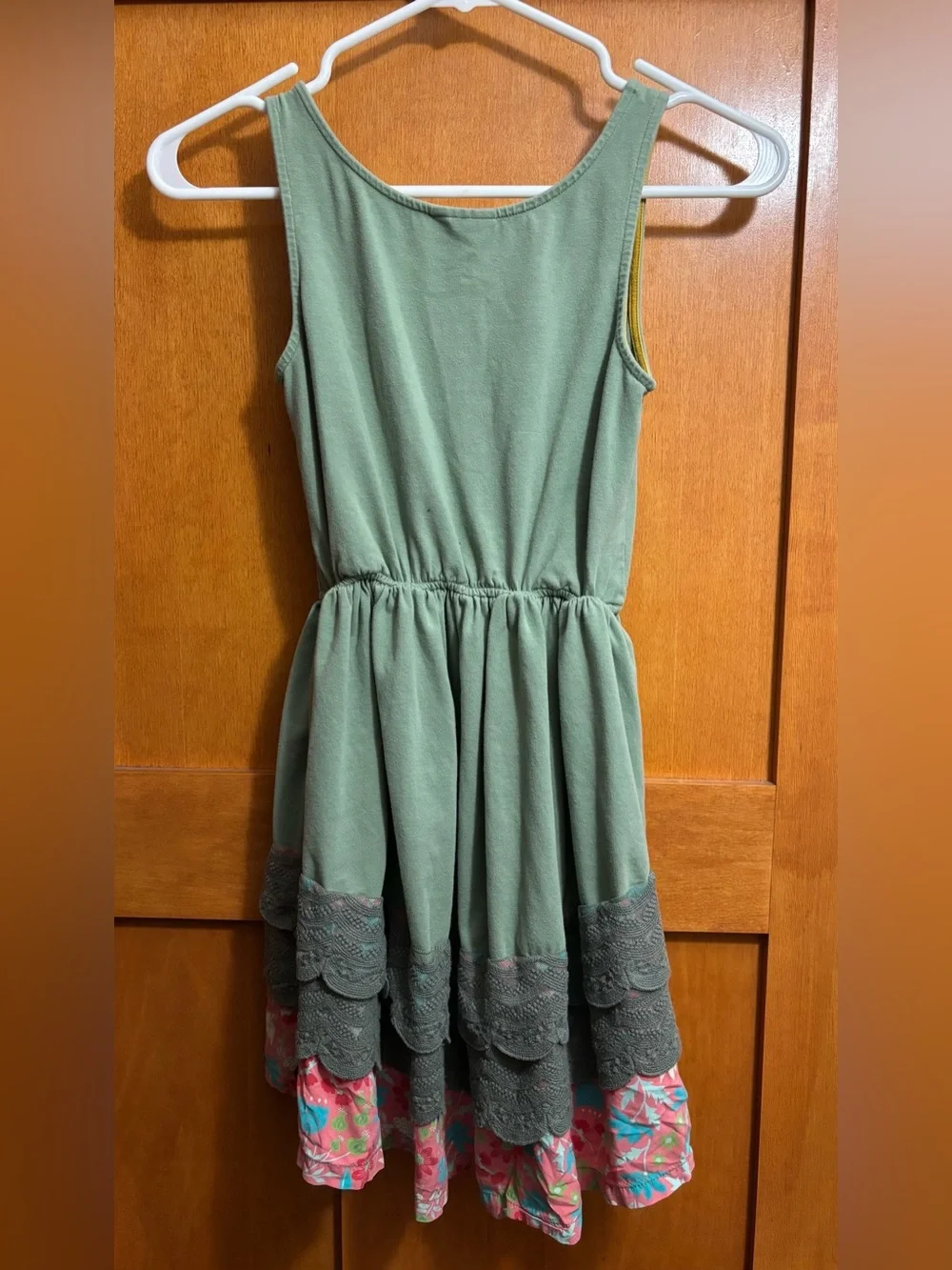 Matilda Jane Peaceful Plains Green Lace Tank Dress Pockets Girls Size 10 Youth - Picture 3 of 5